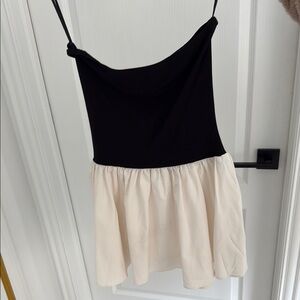 Commense contrast strapless two tone dress